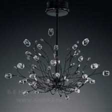 Люстра подвесная 324/12S Black nickel Clear roses/Clear prisms IDL Италия   85 см Черный никель Rosetta