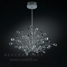 Люстра подвесная 324/12S Chrome Clear roses/Black prisms IDL Италия   85 см Хром Rosetta