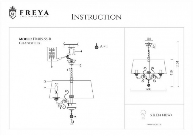 Подвесная люстра Driana FR2405-PL-05C-BZ фото 2