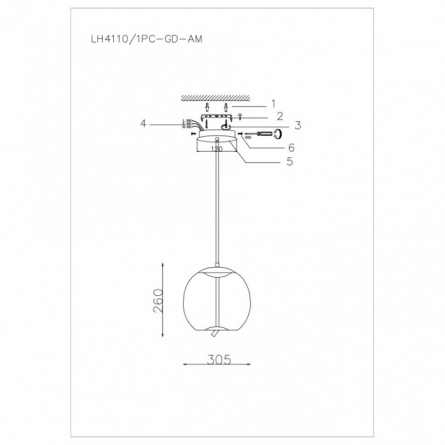 Подвесной светильник Avila LH4110/1PC-GD-AM фото 3