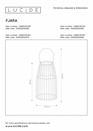 Уличная настольная лампа Fjara 06801/01/30 фото 3