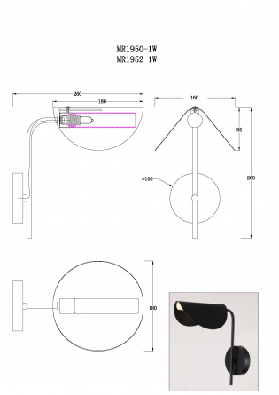 Бра Valentina MR1950-1W фото 2
