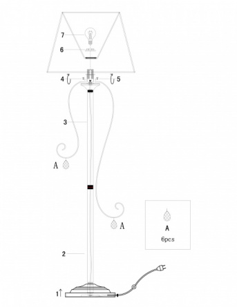 Торшер Simone FR2020-FL-01-BZ фото 2