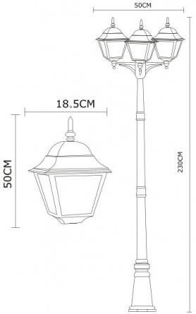 Наземный фонарь Bremen A1017PA-3BK фото 2