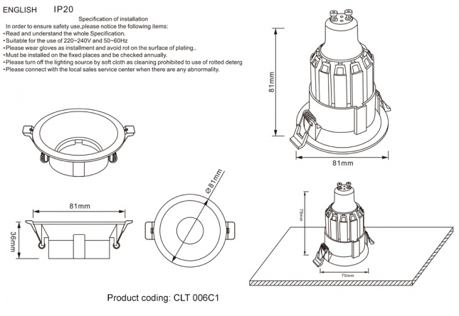 Светильник встраиваемый Crystal Lux CLT 006C1 WH фото 3