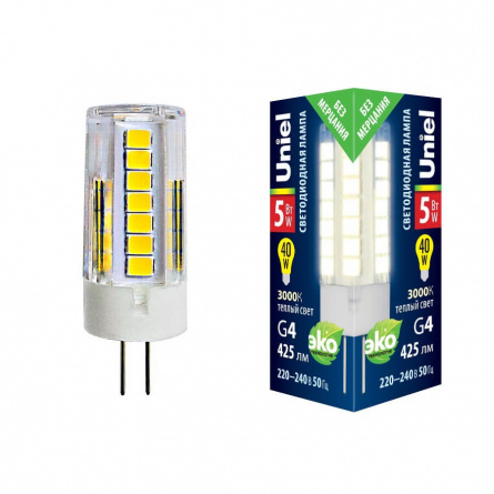 Лампочка светодиодная  LED-JC-220/5W/3000K/G4/CL GLZ09TR картон фото 1