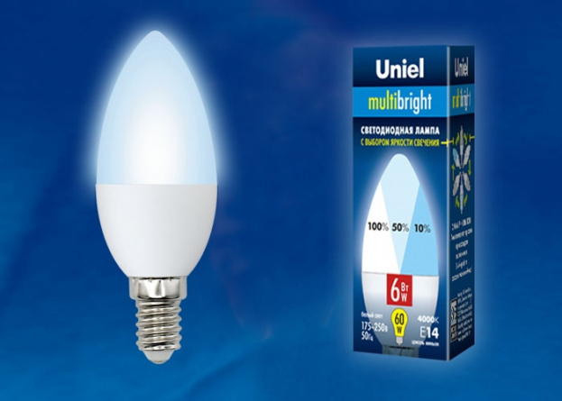 Лампочка светодиодная  LED-C37-6W/NW/E14/FR/MB PLM11WH картон фото 1