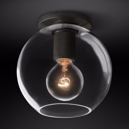 Потолочный светильник RH Utilitaire Globe  Shade Flushmount Black фото 1