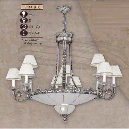 Подвесная люстра 354C 354C/9+6 CX ACID W/CARVING, CREAM SHADE фото 1