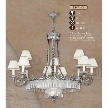 Подвесная люстра 354A 354A/9+6 CX ACID W/CARVING, ASFOUR, CREAM SHADE фото 1