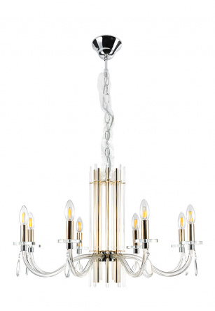 Люстра Crystal Lux AURELIO SP8 GOLD+CHROME/TRANSPARENT фото 1