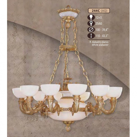 Подвесная люстра 244C 244C/12+3 AQ WHITE/CREAM ALABASTER фото 1
