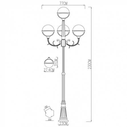 Наземный фонарь Monaco A1497PA-4BK фото 2